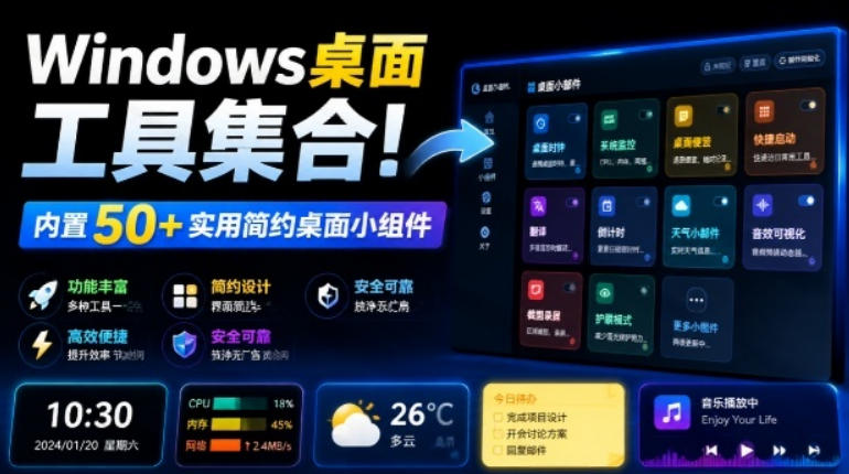 Windows桌面工具集合！内置50+实用简约桌面小组件，含截图、录屏、翻译、天气等，多秘工具箱-保成圈-山云人力,分享创业咨询_最新网络项目资源