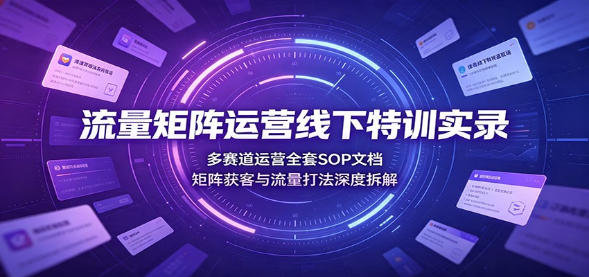 流量矩阵运营线下特训实录：多赛道运营全套SOP文档，矩阵获客与流量打法深度拆解-保成圈-山云人力,分享创业咨询_最新网络项目资源