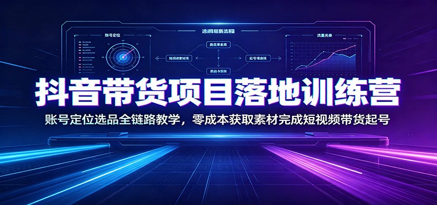 抖音带货项目落地训练营：账号定位选品全链路教学，零成本获取素材完成短视频带货起号-保成圈-山云人力,分享创业咨询_最新网络项目资源