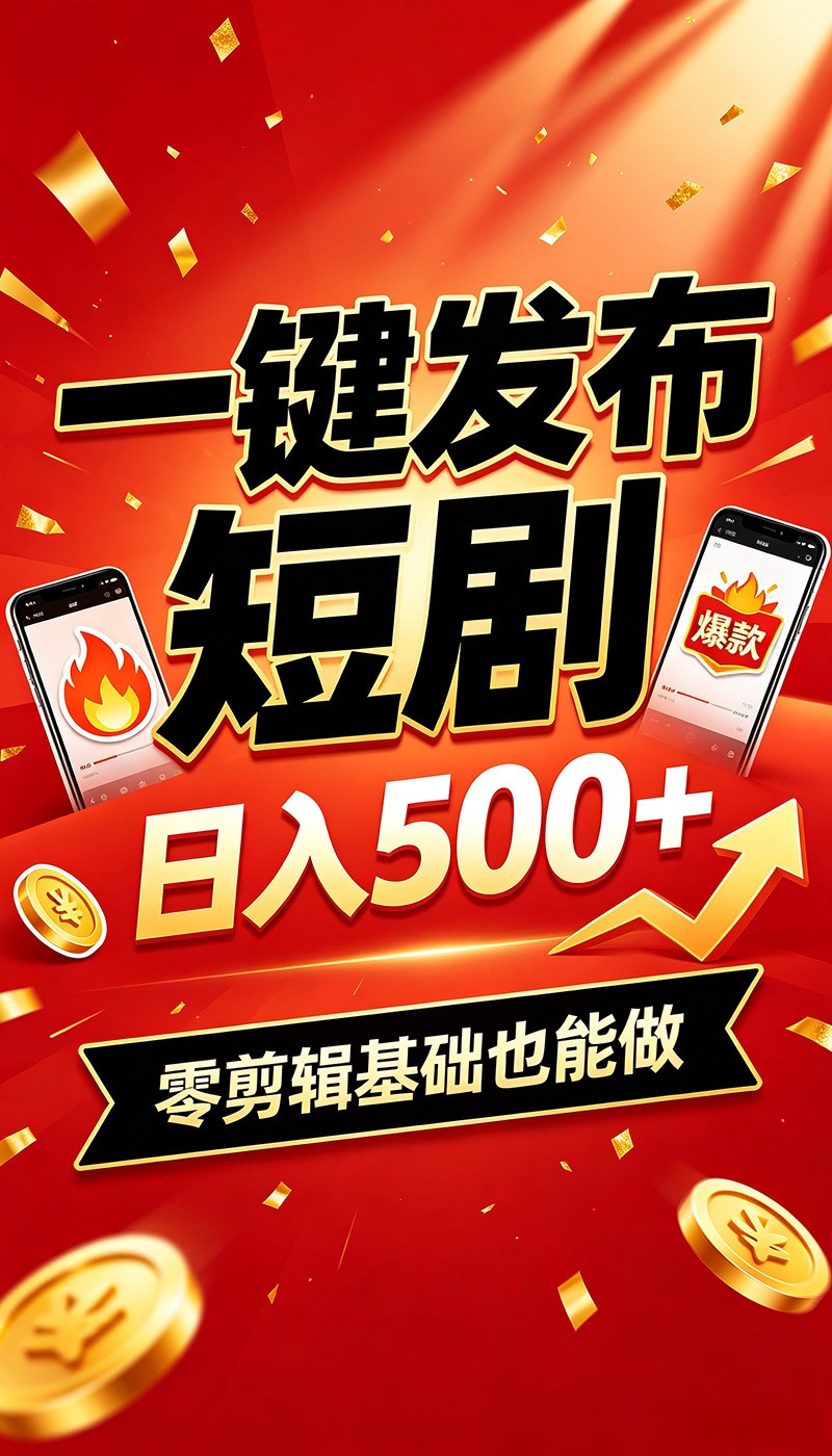 快手短剧一键发布，不用剪辑操作简单，副业日入500+。空闲时间轻松赚收益-保成圈-山云人力,分享创业咨询_最新网络项目资源