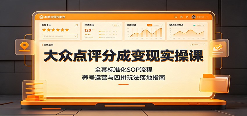 大众点评分成变现实操课：全套标准化SOP流程，养号运营与四拼玩法落地指南-保成圈-山云人力,分享创业咨询_最新网络项目资源
