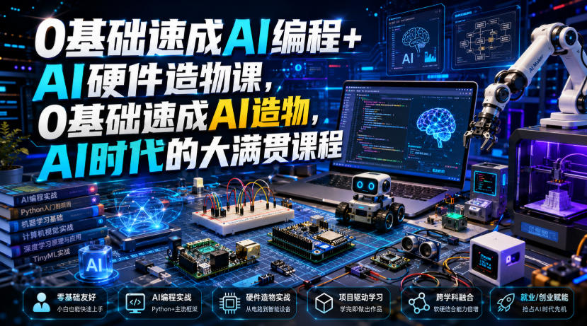 0基础速成AI编程+AI硬件造物课，0基础速成AI造物，AI时代的大满贯课程-保成圈-山云人力,分享创业咨询_最新网络项目资源