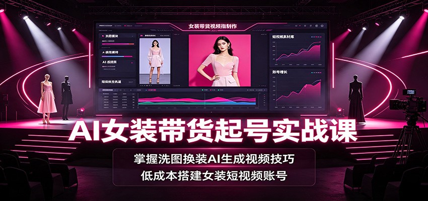 AI女装带货起号实战课：掌握洗图换装AI生成视频技巧，低成本搭建女装短视频账号-保成圈-山云人力,分享创业咨询_最新网络项目资源