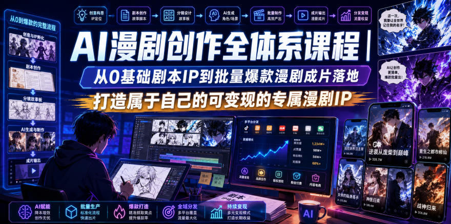 AI漫剧创作全体系课程｜从0基础剧本IP到批量爆款漫剧成片落地，打造属于自己的可变现的专属漫剧IP-保成圈-山云人力,分享创业咨询_最新网络项目资源