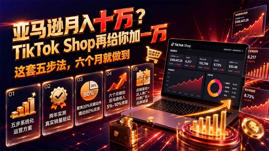亚马逊月入十万？TikTok Shop再给你加一万——这套五步法，六个月就做到【原创双语字幕】-保成圈-山云人力,分享创业咨询_最新网络项目资源