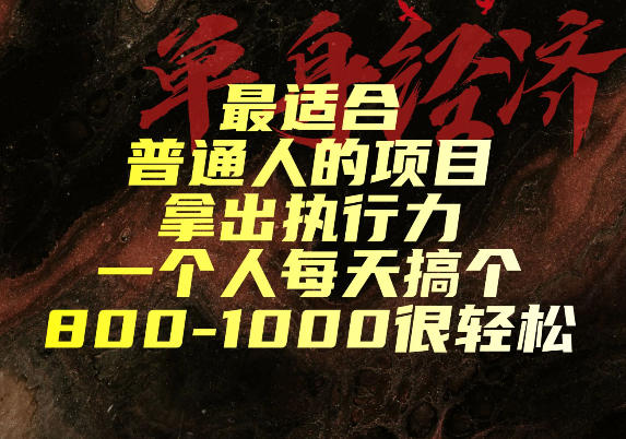 最适合普通人的项目,拿出执行力一个人每天搞个800-1k很轻松【揭秘】