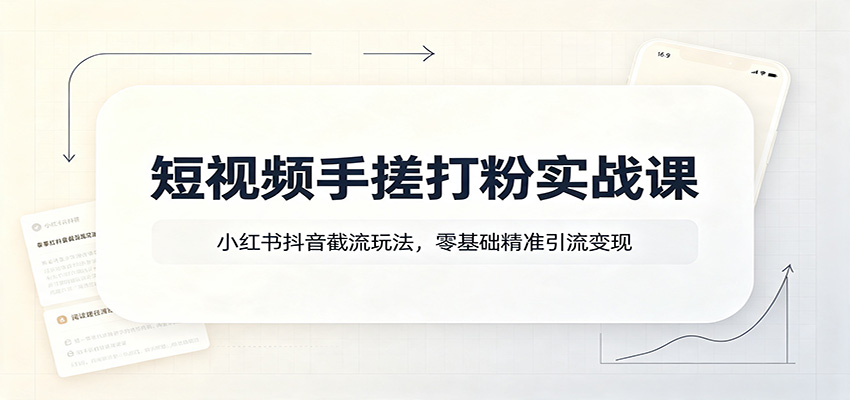 短视频手搓打粉实战课：小红书抖音截流玩法，零基础精准引流变现-保成圈-山云人力,分享创业咨询_最新网络项目资源