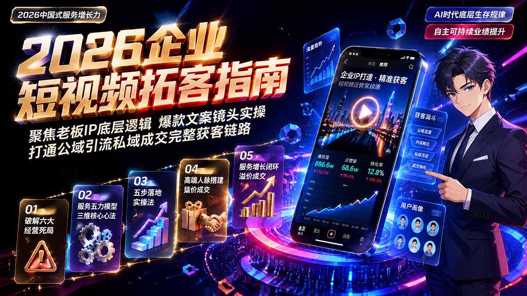 2026AI时代服务增长力实战课-无水印｜五力模型三维心法教学，破解门店客源流失低价内卷实现长效业绩增长-保成圈-山云人力,分享创业咨询_最新网络项目资源