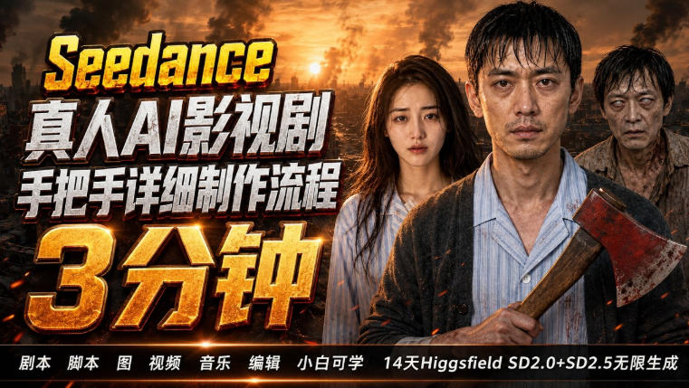 3分钟真人AI影视剧怎么做？SD 2.0手把手完整制作流程｜Higgsfield 14天SD 2.0/2.5无限生成-保成圈-山云人力,分享创业咨询_最新网络项目资源
