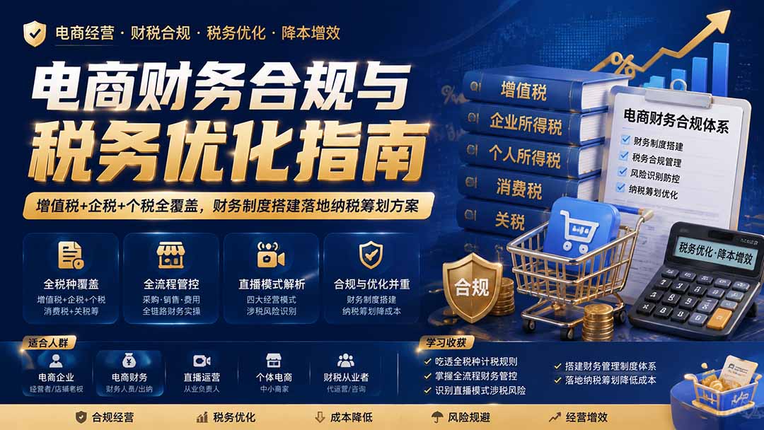 电商财务合规与税务优化指南：增值税+企税+个税全覆盖，财务制度搭建落地纳税筹划方案-保成圈-山云人力,分享创业咨询_最新网络项目资源