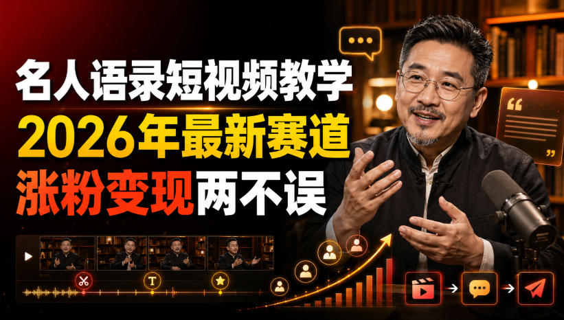 名人语录短视频教学，2026年最新赛道，涨粉变现两不误-保成圈-山云人力,分享创业咨询_最新网络项目资源