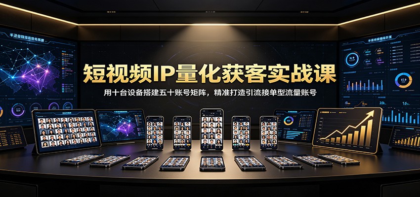 短视频IP量化获客实战课：用十台设备搭建五十账号矩阵，精准打造引流接单型流量账号-保成圈-山云人力,分享创业咨询_最新网络项目资源