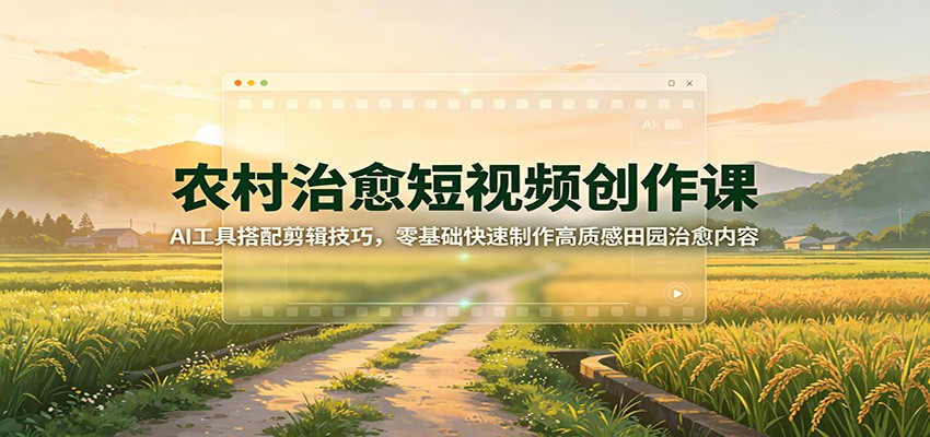 农村治愈短视频创作课：AI工具搭配剪辑技巧，零基础快速制作高质感田园治愈内容-保成圈-山云人力,分享创业咨询_最新网络项目资源