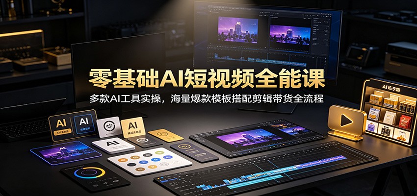 零基础AI短视频全能课：多款AI工具实操，海量爆款模板搭配剪辑带货全流程-保成圈-山云人力,分享创业咨询_最新网络项目资源