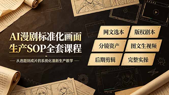 AI漫剧标准化画面生产SOP全套课程-更新，网文选本版权剧本分镜资产全覆盖，图文生视频后期剪辑完整实操教学-保成圈-山云人力,分享创业咨询_最新网络项目资源
