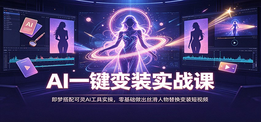 AI一键变装实战课：即梦搭配可灵AI工具实操，零基础做出丝滑人物替换变装短视频-保成圈-山云人力,分享创业咨询_最新网络项目资源