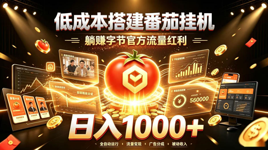 低成本搭建番茄挂G，躺賺字节官方流量红利，日入1k+，全程傻瓜式落地【揭秘】-保成圈-山云人力,分享创业咨询_最新网络项目资源