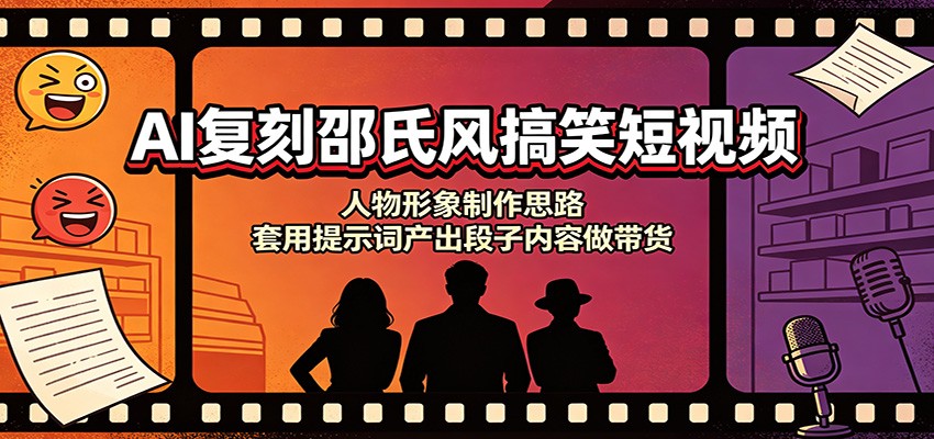AI复刻邵氏风搞笑短视频：人物形象制作思路，套用提示词产出段子内容做带货-保成圈-山云人力,分享创业咨询_最新网络项目资源