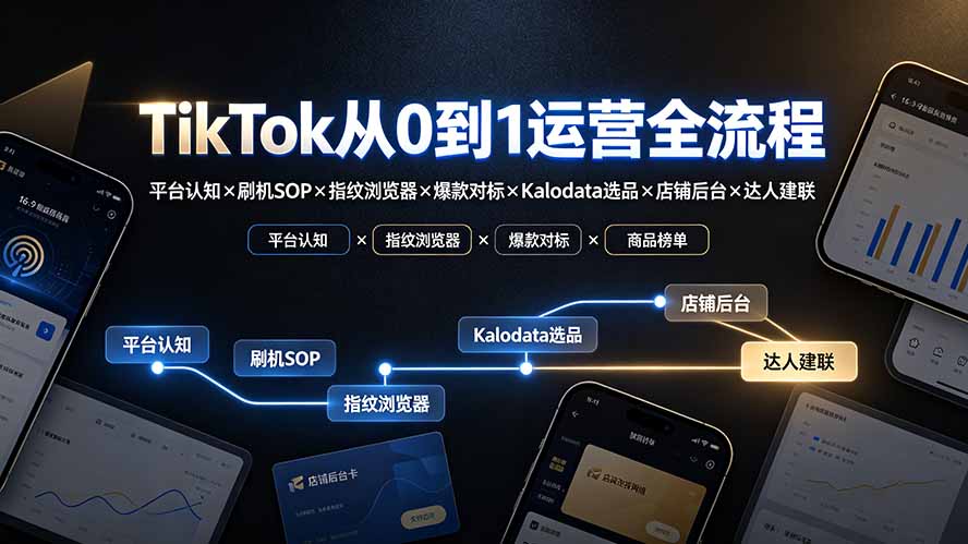 TikTok从0到1运营全流程-更新：平台认知×刷机SOP×指纹浏览器×爆款对标×Kalodata选品×店铺后台×达人建联-保成圈-山云人力,分享创业咨询_最新网络项目资源