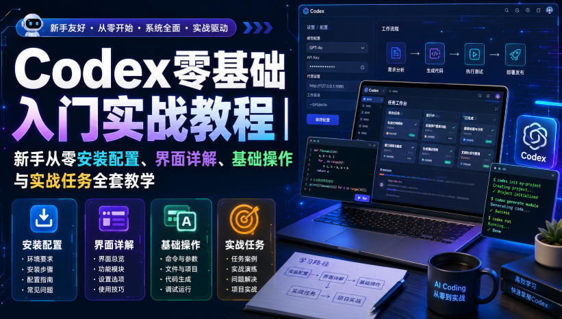 Codex零基础入门实战教程｜新手从零安装配置、界面详解、基础操作与实战任务全套教学-保成圈-山云人力,分享创业咨询_最新网络项目资源