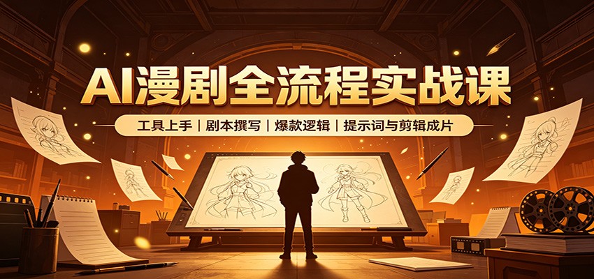 AI漫剧全流程实战课：工具上手、剧本撰写、爆款逻辑、提示词与剪辑成片-保成圈-山云人力,分享创业咨询_最新网络项目资源