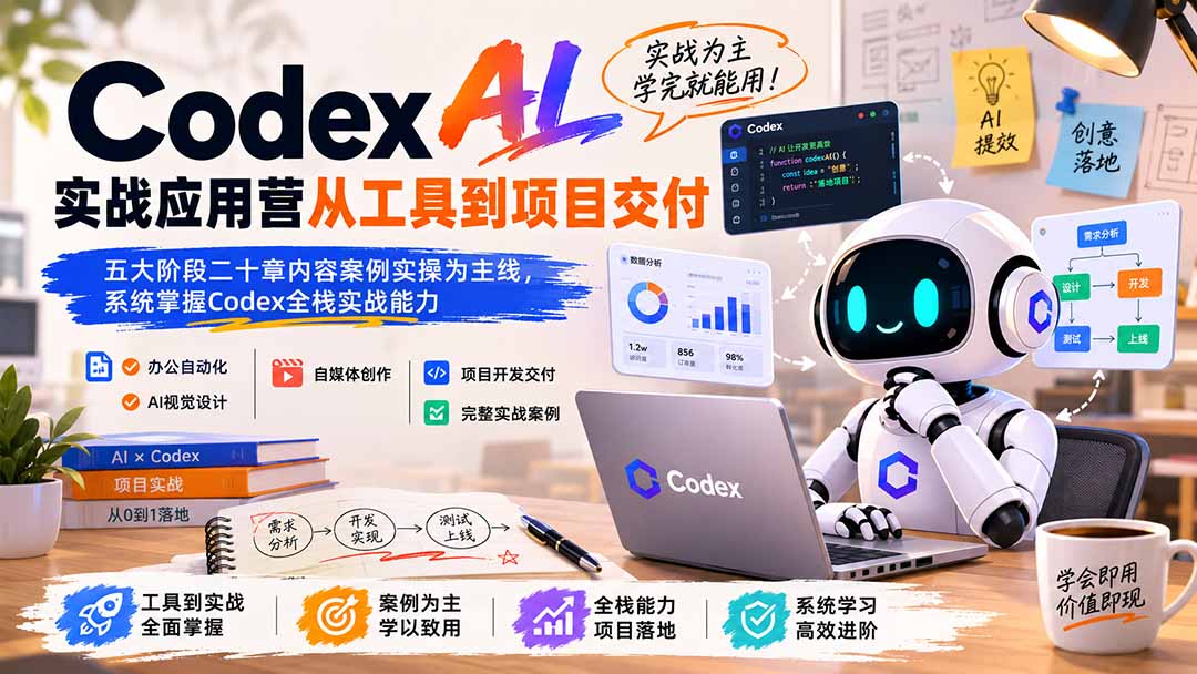 Codex AI实战应用营从工具到项目交付；五大阶段二十章内容案例实操为主线，系统掌握Codex全栈实战能力-保成圈-山云人力,分享创业咨询_最新网络项目资源