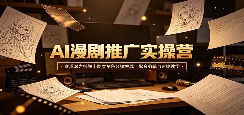 AI漫剧推广实操营：赛道潜力拆解，剧本角色分镜生成，配音剪辑与运镜教学-保成圈-山云人力,分享创业咨询_最新网络项目资源