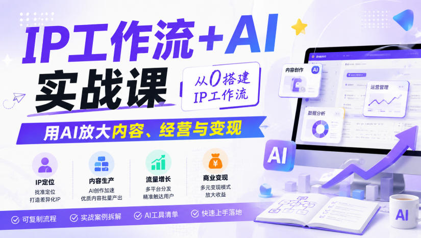 IP工作流+AI实战课，从0搭建IP工作流，用AI放大内容、经营与变现-保成圈-山云人力,分享创业咨询_最新网络项目资源