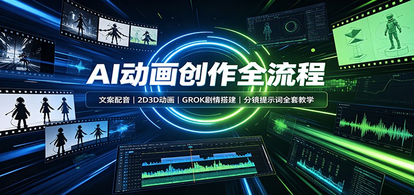 AI动画创作全流程：文案配音，2D3D动画，GROK剧情搭建，分镜提示词全套教学-保成圈-山云人力,分享创业咨询_最新网络项目资源