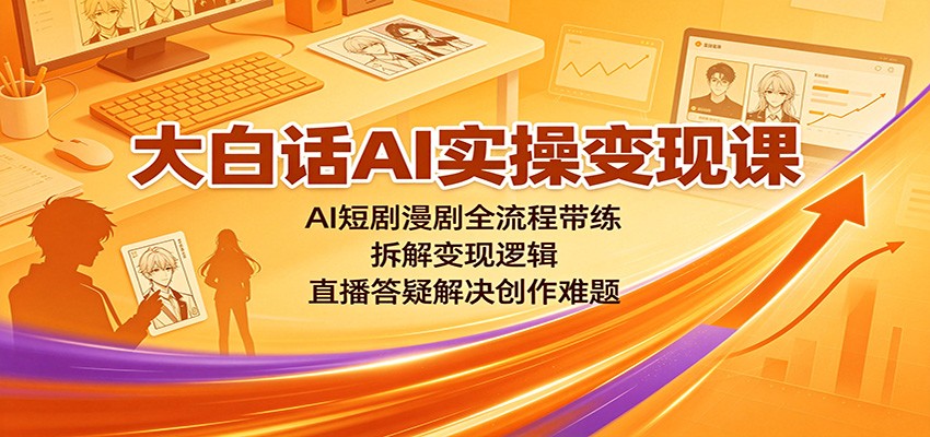 大白话AI实操变现课：AI短剧漫剧全流程带练，拆解变现逻辑，直播答疑解决创作难题-保成圈-山云人力,分享创业咨询_最新网络项目资源