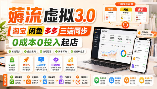 绅白不白·薅流虚拟3.0丨淘宝闲鱼多多三端同步丨0成本0投入起店-保成圈-山云人力,分享创业咨询_最新网络项目资源