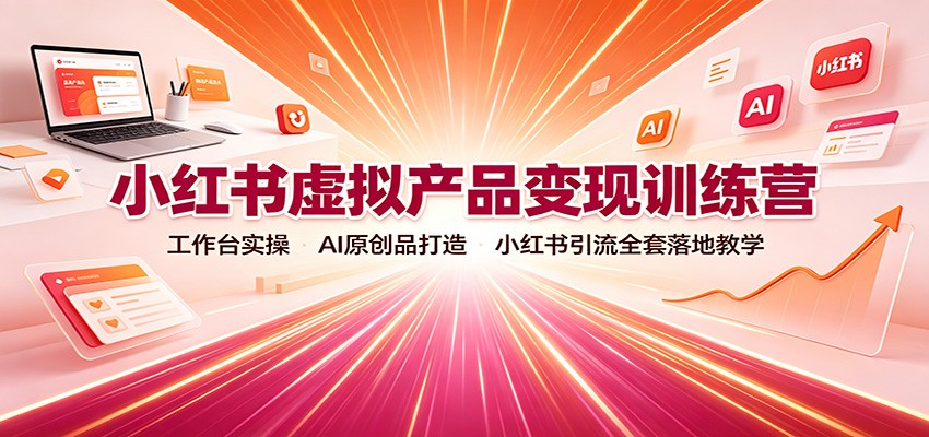 小红书虚拟产品变现训练营：工作台实操，AI原创品打造，小红书引流全套落地教学-保成圈-山云人力,分享创业咨询_最新网络项目资源