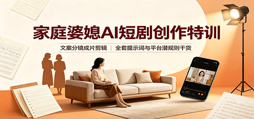 家庭婆媳AI短剧创作特训：文案分镜成片剪辑，全套提示词与平台潜规则干货-保成圈-山云人力,分享创业咨询_最新网络项目资源