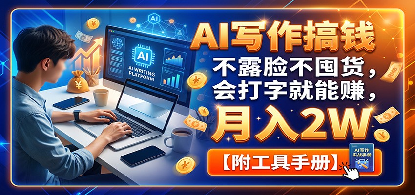 AI写作搞钱:不露脸不囤货,会打字就能赚,月入2W【附工具手册】-保成圈-山云人力,分享创业咨询_最新网络项目资源