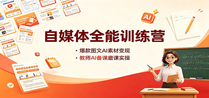 自媒体全能训练营：爆款图文AI素材变现，教师AI备课磨课实操-保成圈-山云人力,分享创业咨询_最新网络项目资源