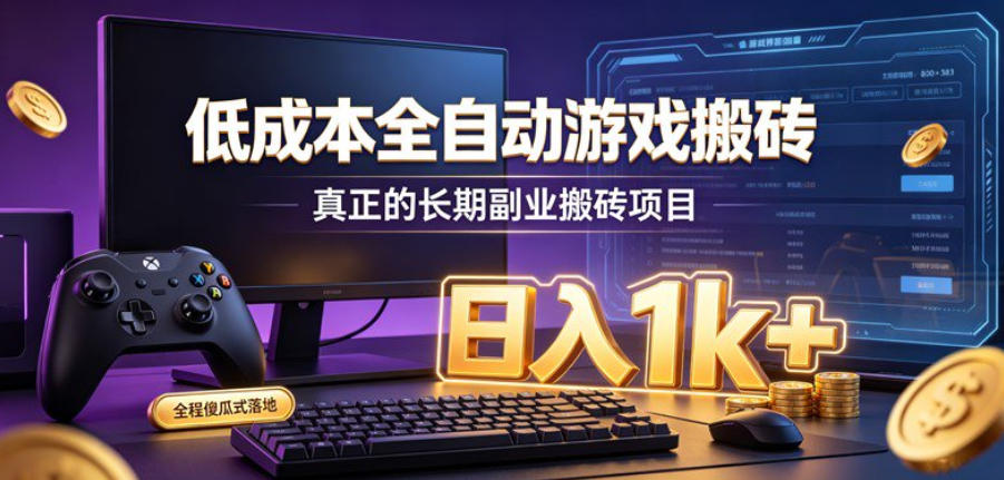 低成本全自动游戏搬砖，真正的长期副业搬砖项目，日入1k+，全程傻瓜式落地【揭秘】-保成圈-山云人力,分享创业咨询_最新网络项目资源
