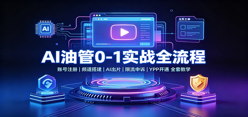 AI油管0-1实战：账号注册频道搭建，AI出片，限流申诉，YPP开通全套教学-保成圈-山云人力,分享创业咨询_最新网络项目资源