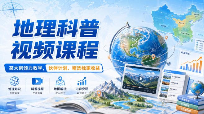 地理科普视频课程，某大佬倾力教学，伙伴计划、精选独家收益-保成圈-山云人力,分享创业咨询_最新网络项目资源