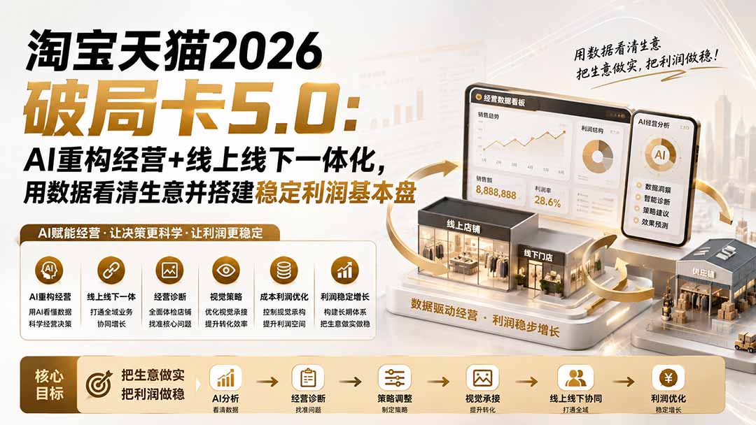 淘宝天猫2026破局卡5.0：AI重构经营+线上线下一体化，用数据看清生意并搭建稳定利润基本盘-保成圈-山云人力,分享创业咨询_最新网络项目资源