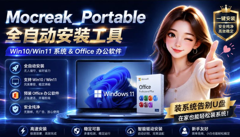 Mocreak全自动安装office和win10、win11系统，告别U盘装系统，使用安全可靠-保成圈-山云人力,分享创业咨询_最新网络项目资源