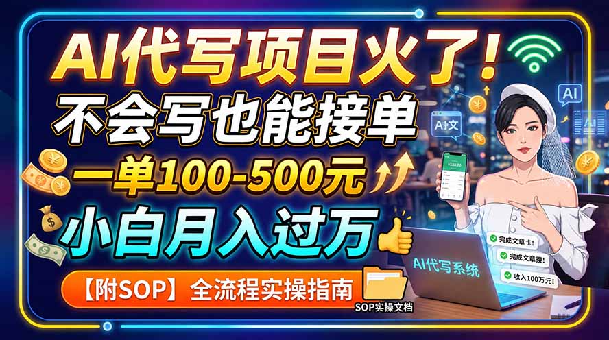AI代写项目火了！不会写也能接单，一单100-500元，小白月入过万【附SOP】-保成圈-山云人力,分享创业咨询_最新网络项目资源