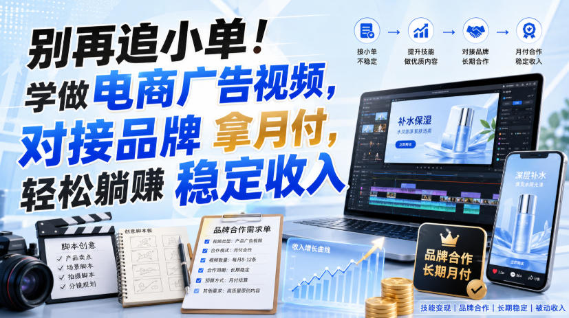 别再追小单！学做电商广告视频，对接品牌拿月付，轻松躺賺稳定收入【原创双语字幕】-保成圈-山云人力,分享创业咨询_最新网络项目资源