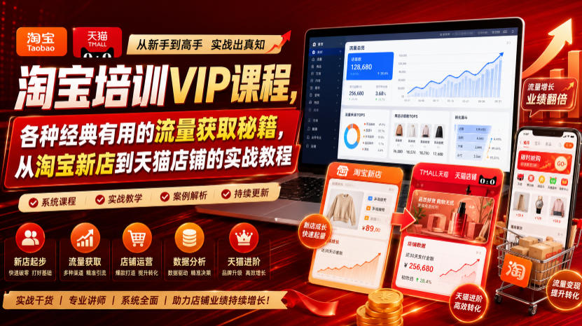 淘宝培训VIP课程，各种经典有用的流量获取秘籍，从淘宝新店到天猫店铺的实战教程(更新08月20日)-保成圈-山云人力,分享创业咨询_最新网络项目资源