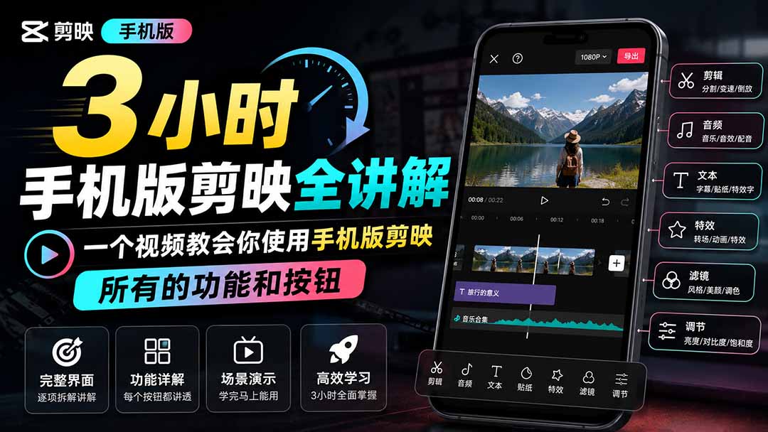 3小时手机版剪映全讲解，一个视频教会你使用手机版剪映，所有的功能和按钮-保成圈-山云人力,分享创业咨询_最新网络项目资源