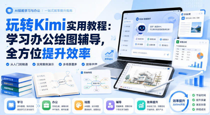 玩转Kimi实用教程：学习办公绘图辅导，全方位提升效率-保成圈-山云人力,分享创业咨询_最新网络项目资源