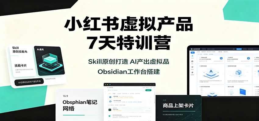 小红书虚拟产品7天特训营：Skill原创打造，AI产出虚拟品，Obsidian工作台搭建-保成圈-山云人力,分享创业咨询_最新网络项目资源