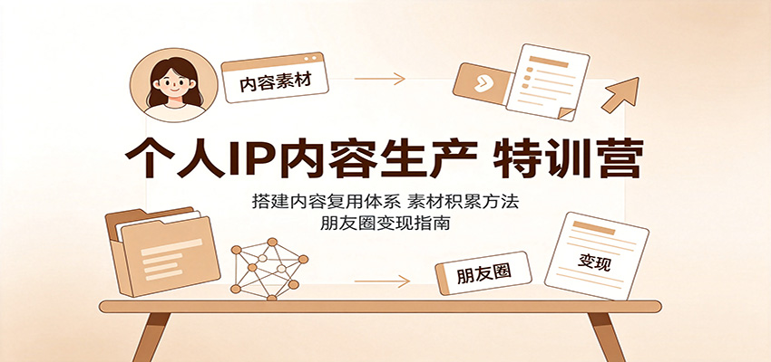 个人IP内容生产特训营：搭建内容复用体系，素材积累方法，朋友圈变现指南-保成圈-山云人力,分享创业咨询_最新网络项目资源