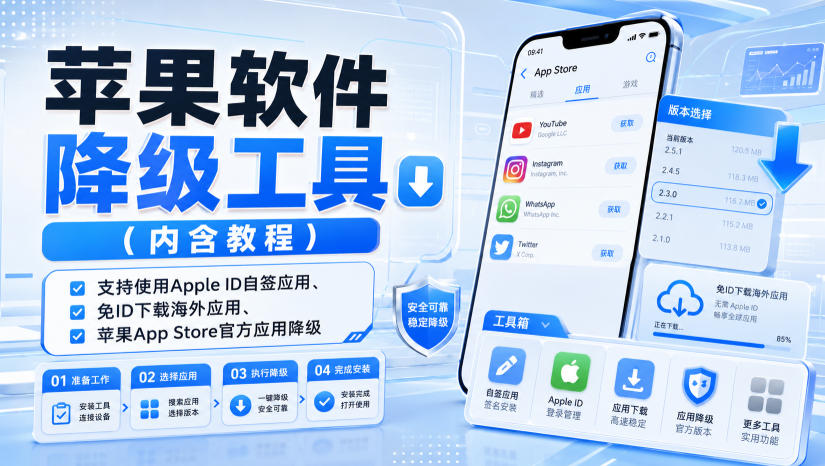 苹果软件降级工具(内含教程)，支持使用Apple ID自签应用、免ID下载海外应用、苹果App Store官方应用降级等-保成圈-山云人力,分享创业咨询_最新网络项目资源