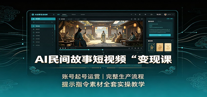 AI民间故事短视频变现课：账号起号运营，完整生产流程，提示指令素材全套实操教学-保成圈-山云人力,分享创业咨询_最新网络项目资源