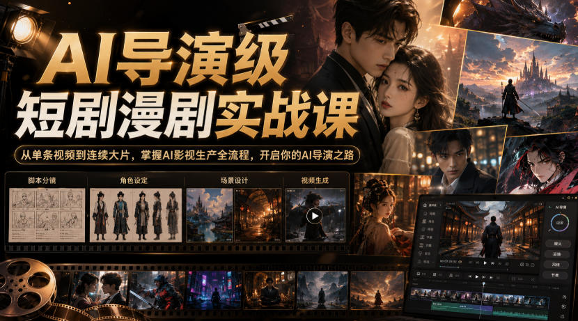 AI导演级短剧漫剧实战课，从单条视频到连续大片，掌握AI影视生产全流程，开启你的AI导演之路!-保成圈-山云人力,分享创业咨询_最新网络项目资源